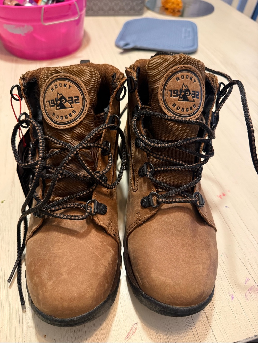 Rocky Kids Brown Lace-Up Rugged Hiking Boots